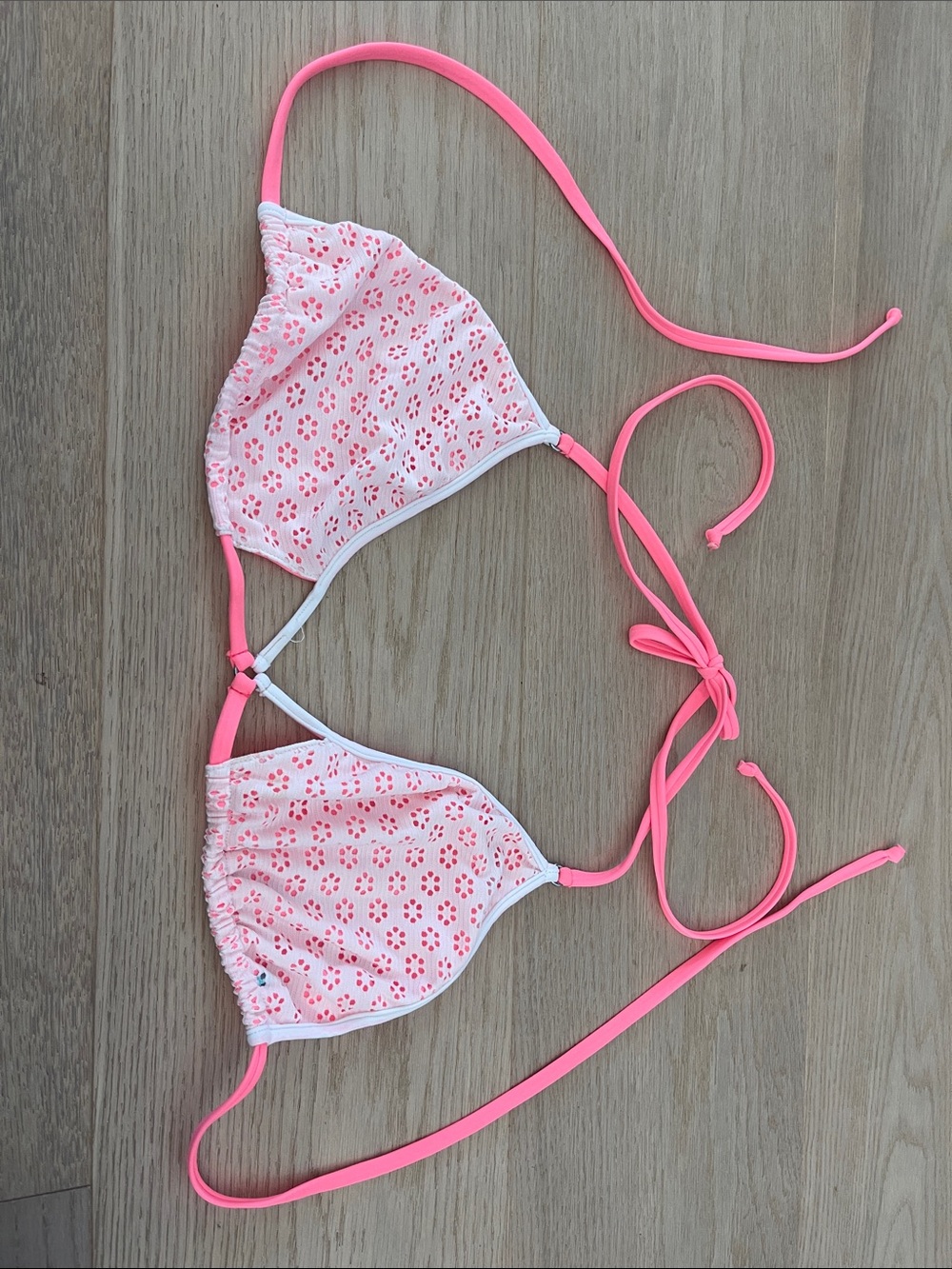 Wicked weasel Pink Floral Triangle Swim Top